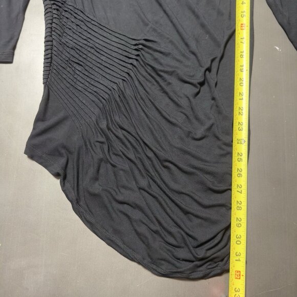 Design History Black Ruched Lightweight Long Tunic Pleated Stretch 3/4 Sleeve XL - Picture 8 of 10